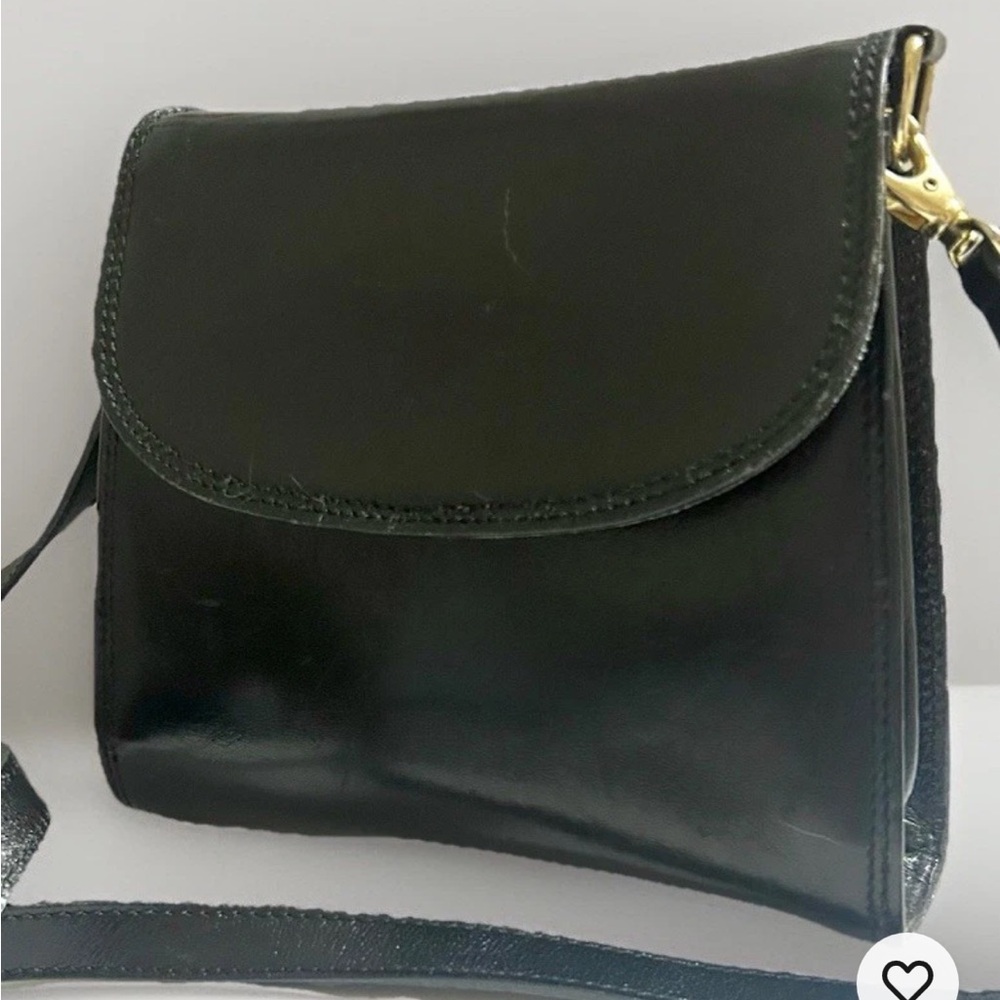 Vintage Black Leather Crossbody Made in Italy Minimalist Classic Bag